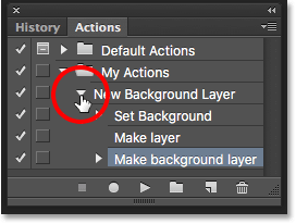 Close the action by clicking on the triangle. Image © 2016 Photoshop Essentials.com
