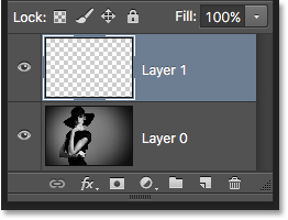 The Layers panel displays the new blank layer. Image © 2016 Photoshop Essentials.com
