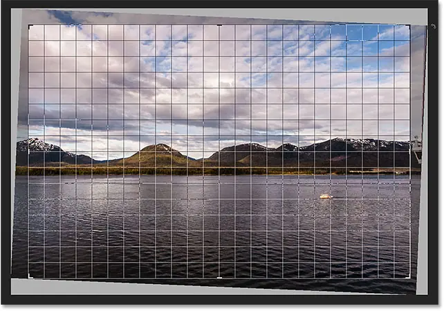 Align the waterline with the grid lines while rotating the image.