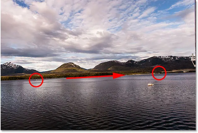 Haga clic y arrastre con la herramienta Regla sobre algo que debería ser recto.