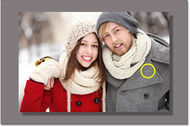 Clicking on the man's jacket changes the border color to grey.