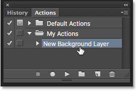 Definieren Sie die Aktion der neuen Hintergrundebene. Bild © 2016 Photoshop Essentials.com