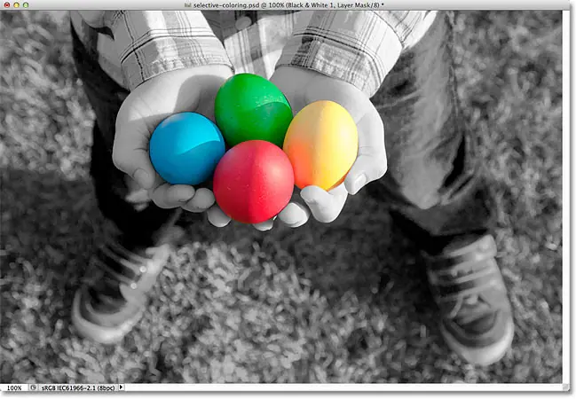Effet de coloration sélective dans Photoshop. Image © 2012 Photoshop Essentials.com