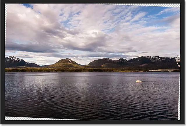 La imagen se aplana, pero ya no ocupa todo el lienzo.