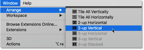 Define a 2-up vertical layout in Photoshop