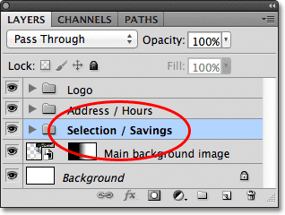Rename a layer group in Photoshop.