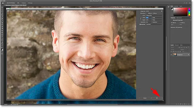 Resize the Image Size screen in Photoshop CC