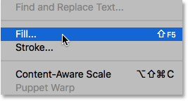 Sélectionnez la commande Remplir dans Photoshop. Image © 2016 Photoshop Essentials.com