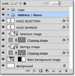Placing layers in a layer group reduced the number of layers in the Layers panel.