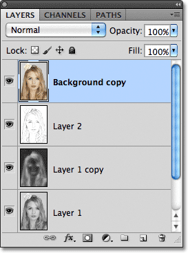 Jump over a layer to the top of the Layers group in Photoshop. Image © 2011 Photoshop Essentials.com.