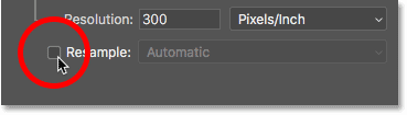 Deaktivieren Sie die Option „Resample“ im Dialogfeld „Bildgröße“.