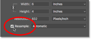 Active Volver a muestrear en el cuadro de diálogo Tamaño de imagen en Photoshop